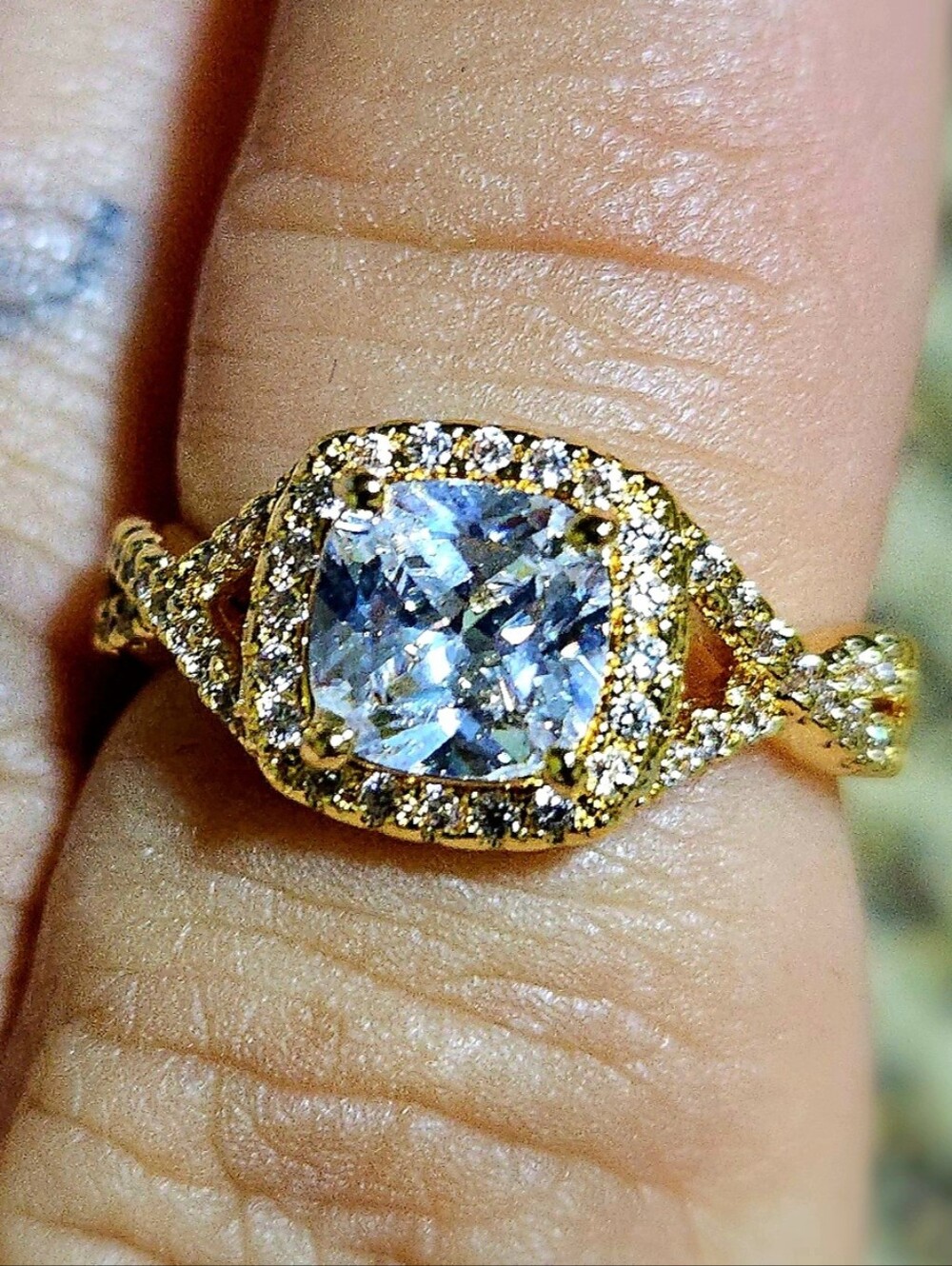 18k Gold Filled Halo Engagement Ring